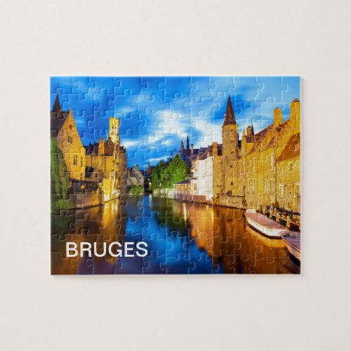 Sunset in Bruges Belgium Jigsaw Puzzle