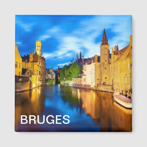 Sunset in Bruges Belgium Magnet