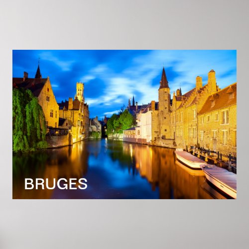 Sunset in Bruges Belgium Poster