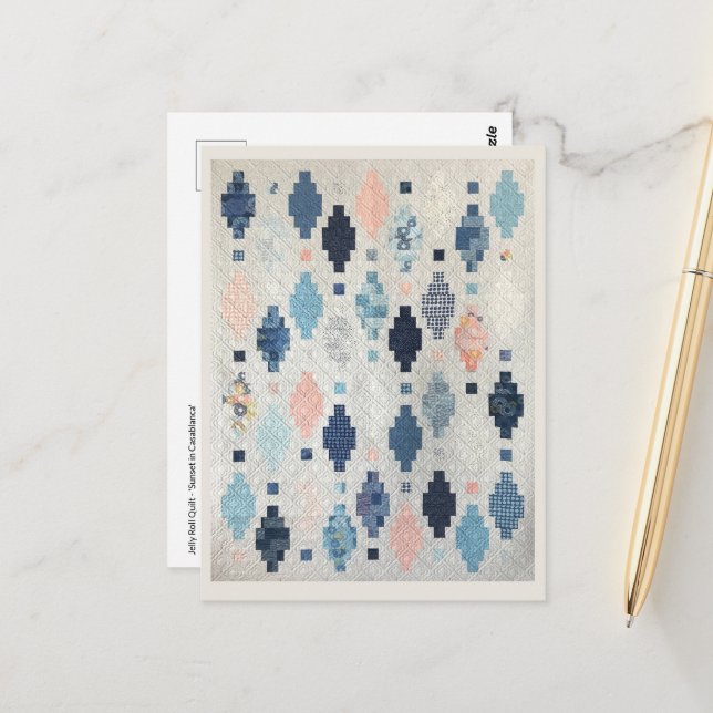 Sunset in Casablanca Quilt Postcard (Front/Back In Situ)