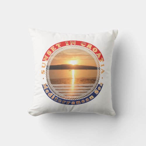 Sunset in Croatia _ Summer by the sea Throw Pillow