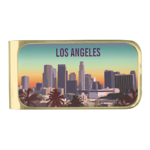 Sunset In Downtown Los Angeles, California Gold Finish Money Clip
