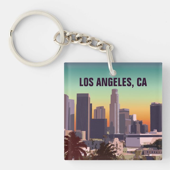 Sunset In Downtown Los Angeles, California Keychain (Front)