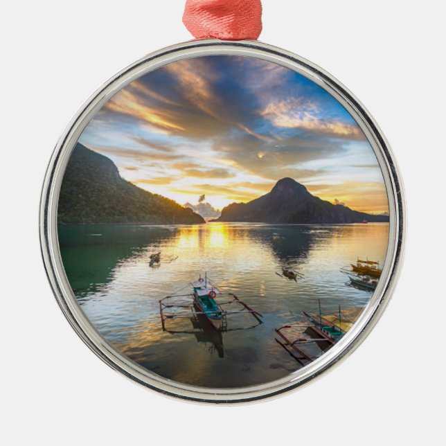 Sunset in El Nido Metal Ornament (Front)