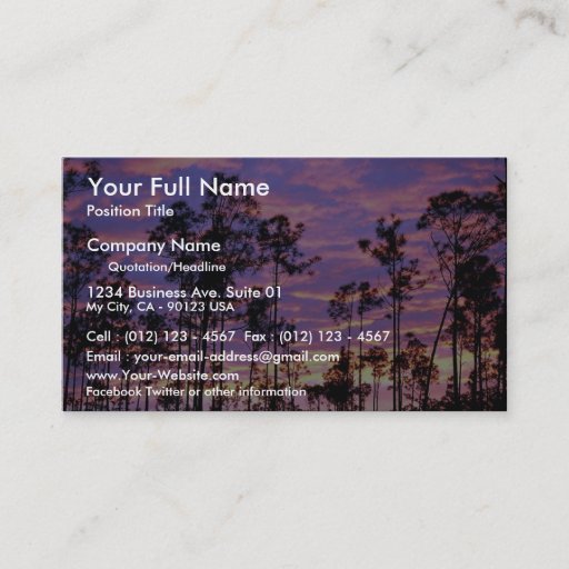 Customizable Sunset in Everglades National Park, Florida, U.S.A Business Card