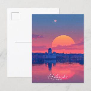 Sunset in Helsinki Finland Travel  Postcard