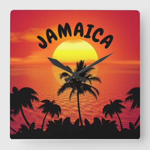 SUNSET IN JAMAICA ISLAND IN THE SUN SQUARE WALL CLOCK