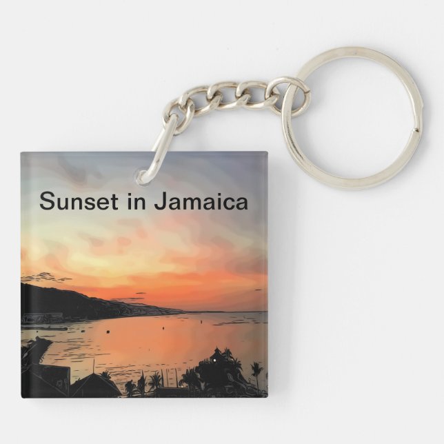 Sunset in Jamaica Keychain (Back)