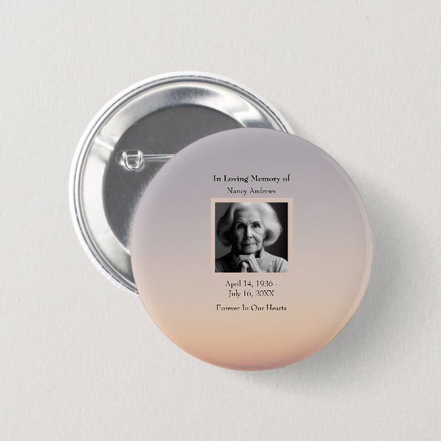 Sunset In Loving Memory Funeral Memorial Keepsake  Button (Front & Back)