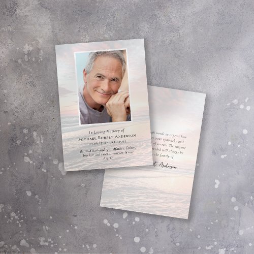 Sunset In Loving Memory  Funeral Thank You Card