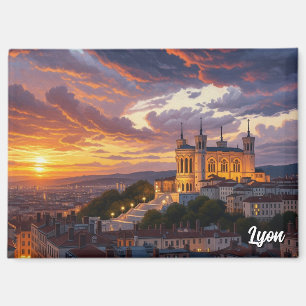 Sunset in Lyon France Basilica Travel Magnet