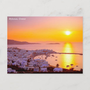 Sunset in Mykonos, Greece Postcard