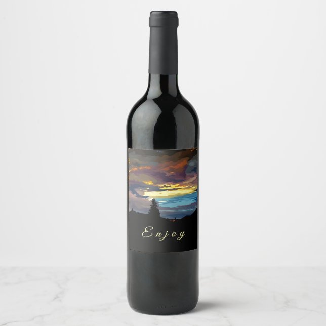 Sunset in paint Food and Beverage Label Set (Front)