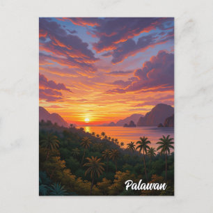 Sunset in Palawan Philippines Travel Postcard