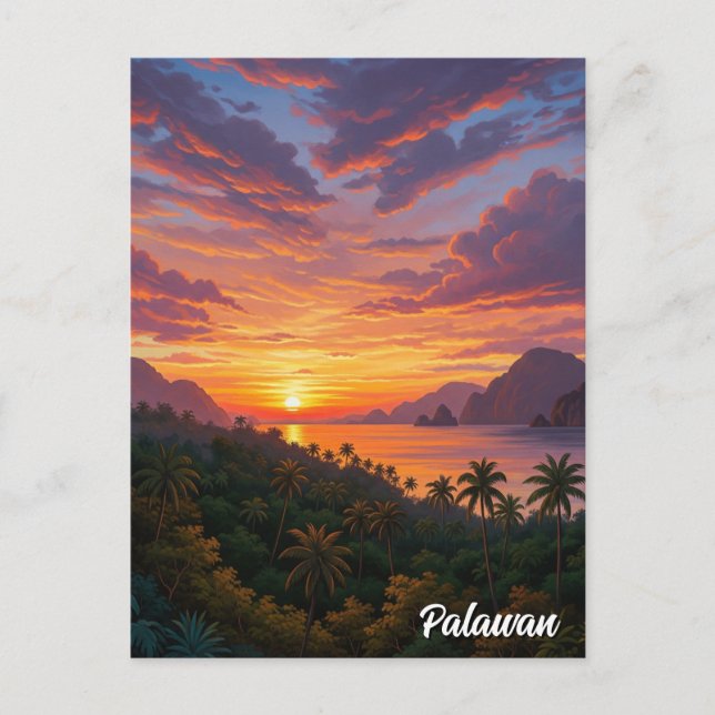 Sunset in Palawan Philippines Travel Postcard (Front)