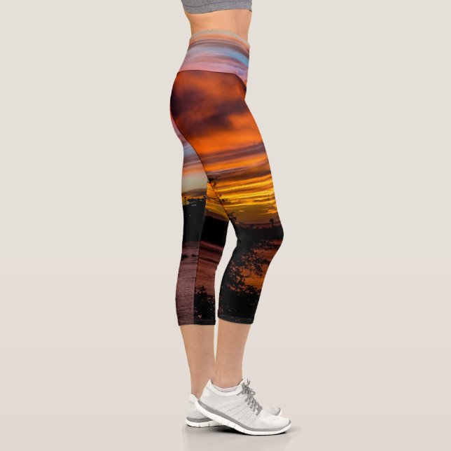 Sunset in Praia, Cape Verde Capri Leggings (Right)