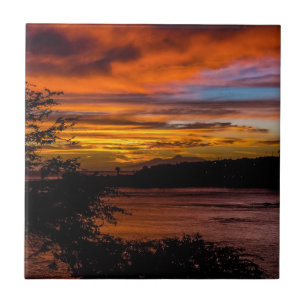 Sunset in Praia, Cape Verde Ceramic Tile