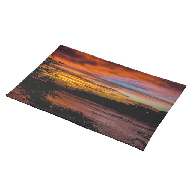 Sunset in Praia, Cape Verde Cloth Placemat (On Table)