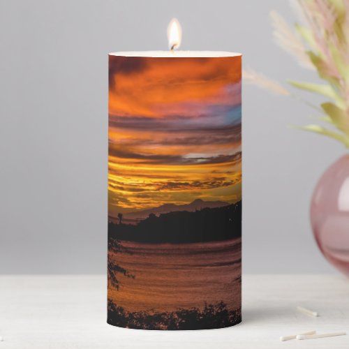 Sunset in Praia Cape Verde Pillar Candle