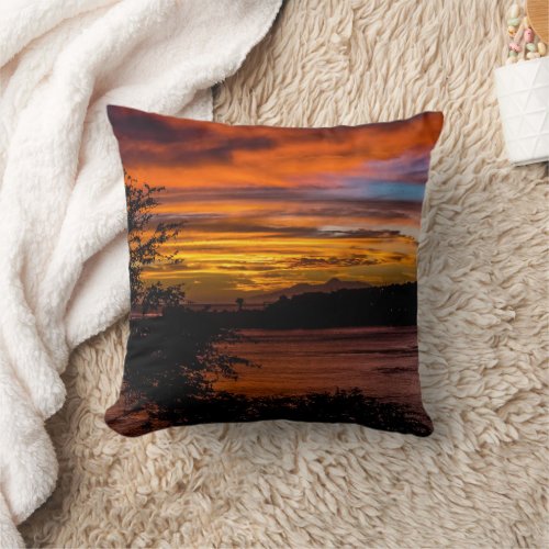 Sunset in Praia Cape Verde Throw Pillow