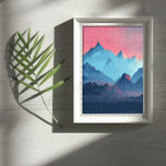 Sunset in purple hilltrack poster<br><div class="desc">Digitally painted art of mountain range</div>