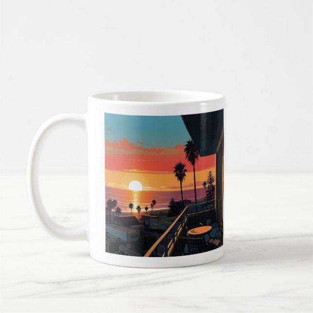 SUNSET IN SANTA MONICA #1 COFFEE MUG (Left)