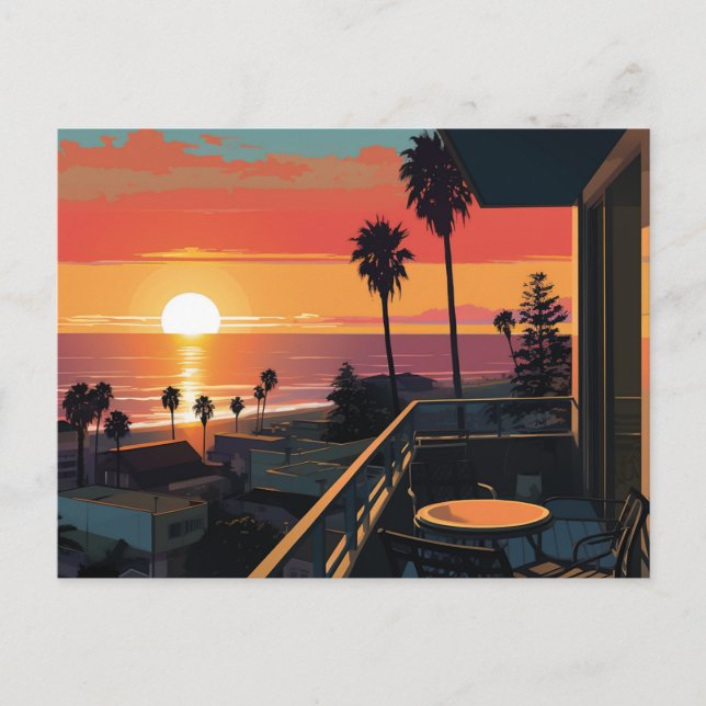 SUNSET IN SANTA MONICA #1 POSTCARD (Front)