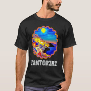 Sunset In Santorini Greece Painting 1 T-Shirt