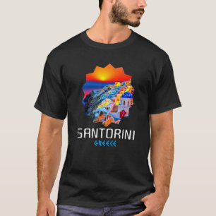 Sunset In Santorini Greece Painting  1 T-Shirt