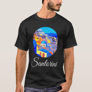 Sunset In Santorini Greece Painting 2 T-Shirt