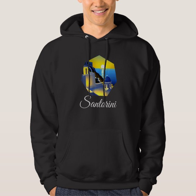 Sunset In Santorini Greece Painting   Hoodie (Front)