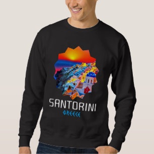 Sunset In Santorini Greece Painting Sweatshirt