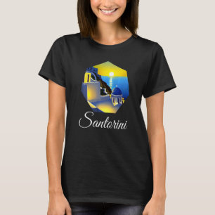 Sunset In Santorini Greece Painting   T-Shirt