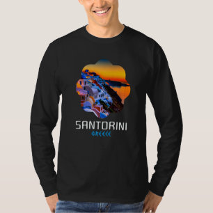 Sunset In Santorini Greece Painting T-Shirt