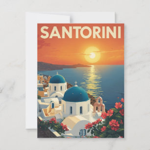 Sunset in Santorini Postcard