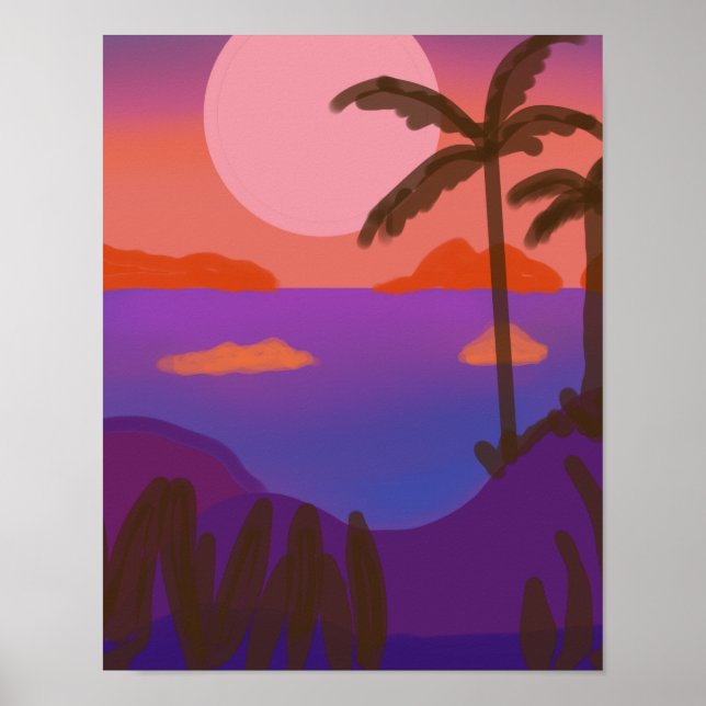 Sunset in secluded lagoon poster (Front)