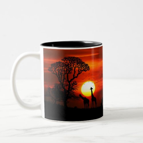 Sunset in the African Savanna Two_Tone Coffee Mug
