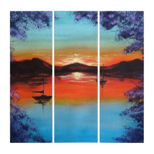 Sunset in the bay triptych