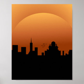 sunset in the city poster