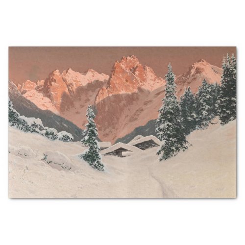 Sunset in the Kaisertal Snowy Mountain Decoupage Tissue Paper