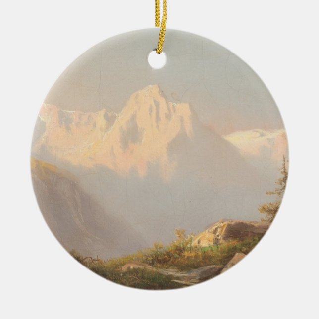 Sunset in the Mountains – Carl Lafite Ceramic Ornament (Front)