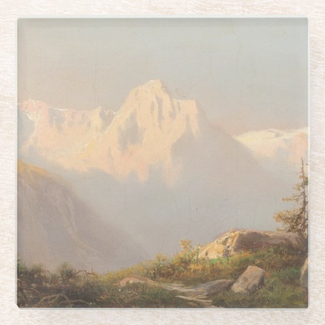 Sunset in the Mountains – Carl Lafite Glass Coaster (Front)