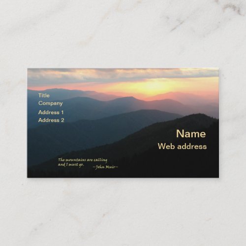 Sunset in the Smokies Mtns are calling  Muir Business Card