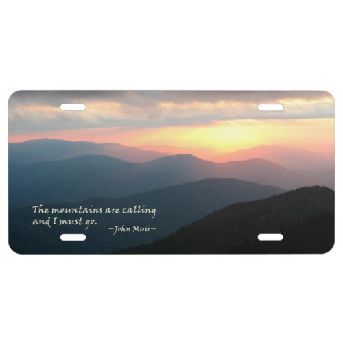 Sunset in the Smokies Mtns are calling  Muir License Plate