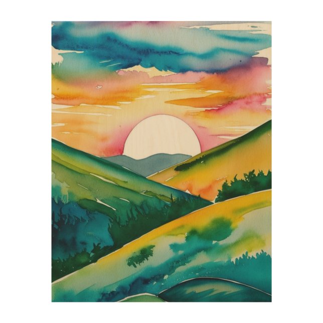 Sunset in the Valley of Colors Wood Wall Art (Front)