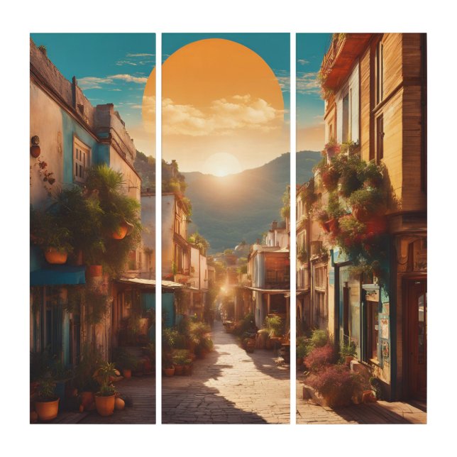 Sunset in the Village AI art  (Front)