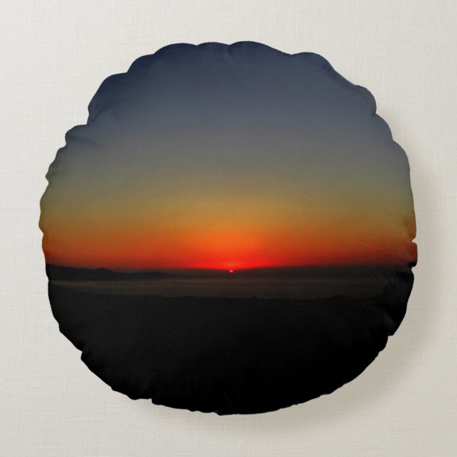 Sunset in the Water Round Pillow (Front)