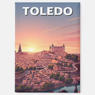 Sunset in Toledo Spain Alcazar Travel Magnet