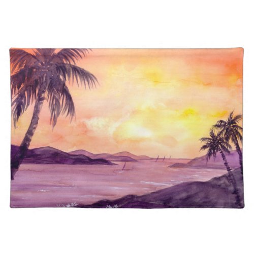 Sunset in Tropics by Farida Greenfield Cloth Placemat