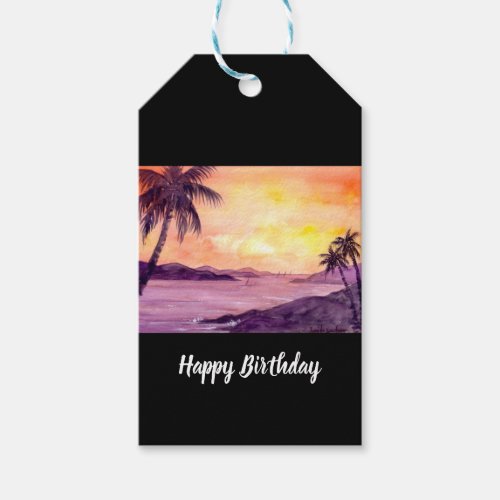 Sunset in Tropics by Farida Greenfield Gift Tags